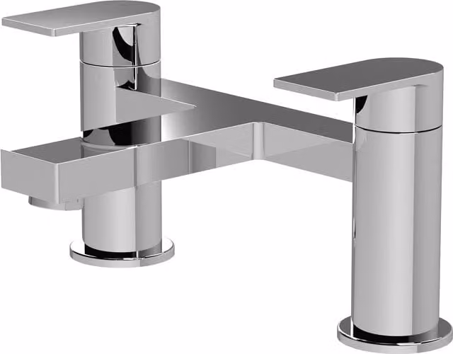 Balterley Contemporary Two-Handle Deck Mounted Bath Filler Tap in Chrome Silver