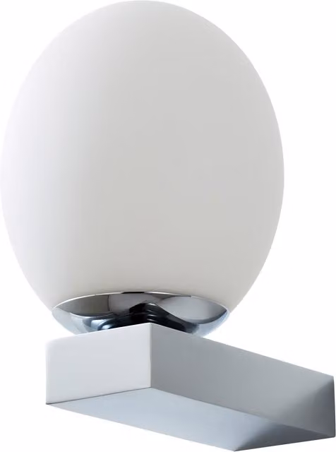 Litecraft Ovo Modern Oval Bathroom Wall Light in Chrome and White Glass