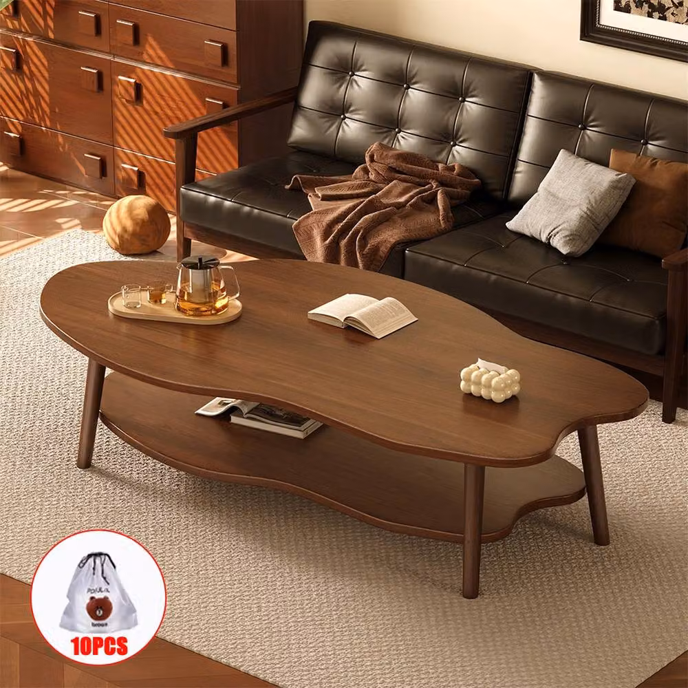 EONLION Modern 2 Layer Cloud Coffee Table in Brown – 2