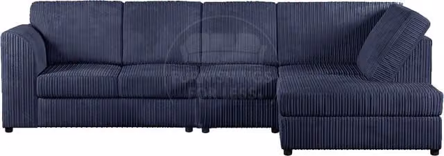 Furnishings For Less UK Luxor Jumbo Cord 5 Seater Corner Sofa, Right Hand Facing, Navy Blue