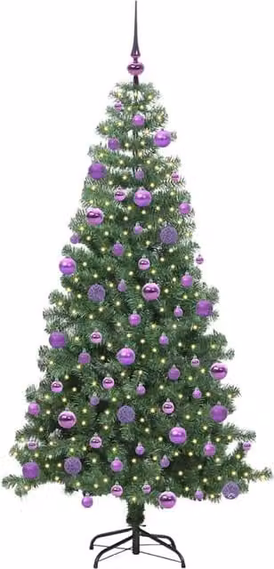 Berkfield Home Lush Christmas Tree with 300 LEDs and Stand, Green, Height: 240 cm