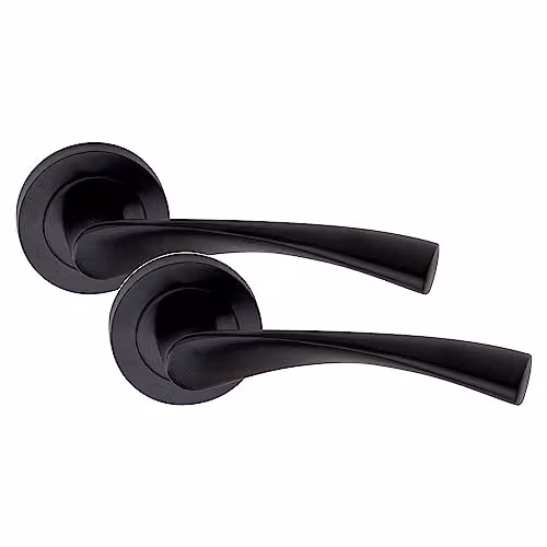 Golden Grace Astrid Door Handles on Round Rose Latch, Matt Black Finish – 3