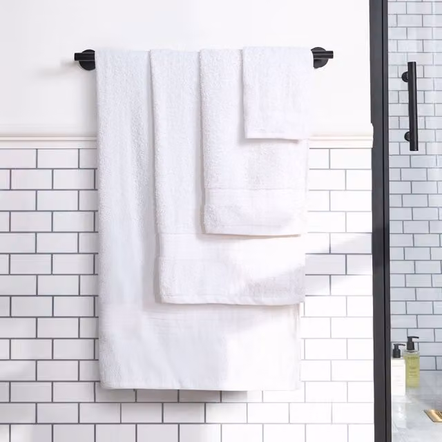 OHS 10 Pack of White Fluffy 100% Cotton Terry Bath Towels