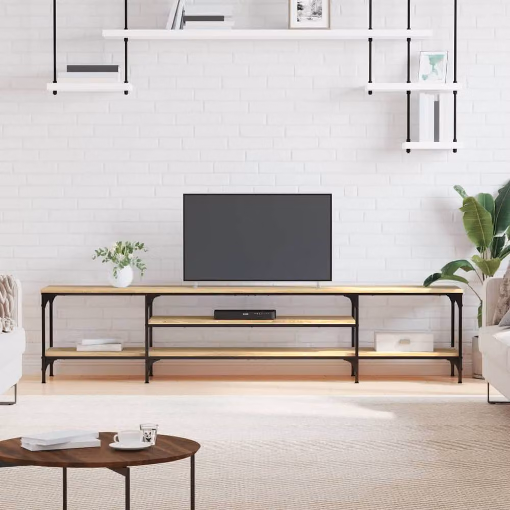 Berkfield Home Industrial TV Cabinet in Sonoma Oak, W/D/H: 201 x 35 x 45 cm – 2