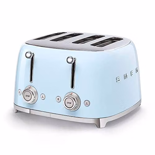 Smeg 50s Style Retro Breakfast Set with 1.7 l Kettle and 4-Slice Toaster in Blue