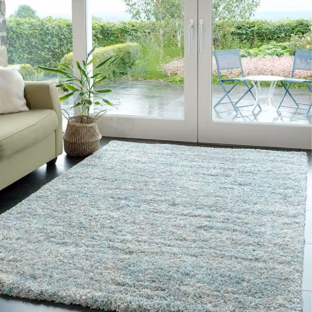 The Rug House Mottled Shaggy Area Rug in Blue and Multicolour, W: 290 cm, D: 200 cm