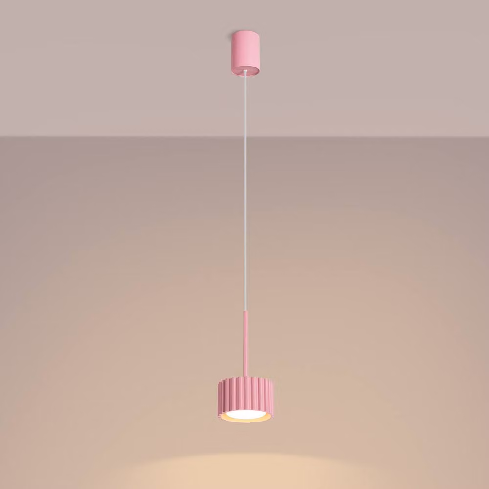 Sollux Lighting minimalist Pink cylinder Pendant lamp W/D/H: 125 x 10 x 10 cm – 2