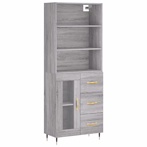 vidaXL Grey Sonoma Highboard Sideboard and Storage Cabinet for your Living Room