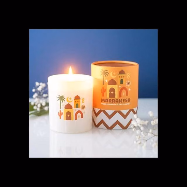 KDMD Marrakesh Amber & Saffron Scented Candle in Orange