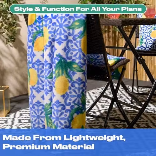OHS Blue and Yellow Lemon Print Fleece Throw Blanket, W/D/H: 120 x 150 cm – 3