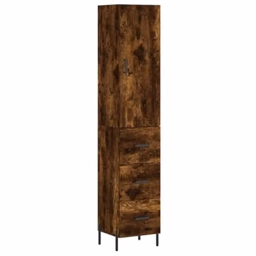 vidaXL Industrial Highboard in Smoked Oak, W/D/H: 34.5 x 34 x 180 cm – 1