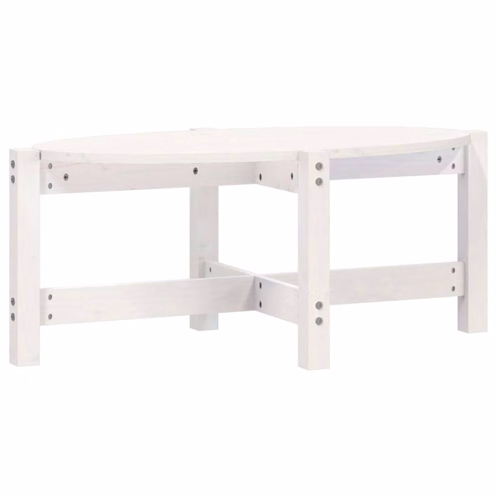 Berkfield Home Beautiful White Solid Wood Pine Coffee Table W: 87 cm, D: 48 cm, H: 35 cm – 2