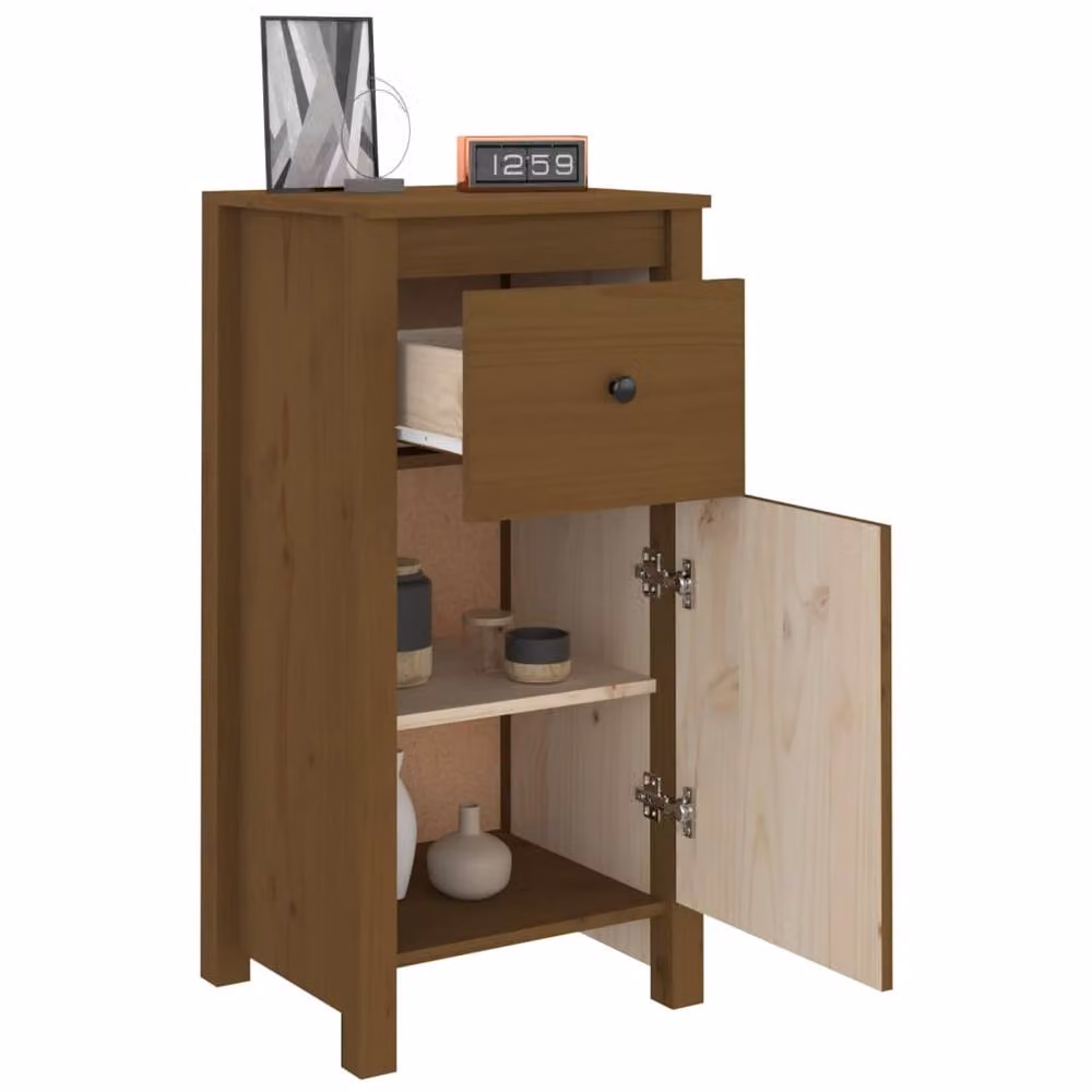 Berkfield Home Set of 2 Rustic Solid Wood Pine Sideboards in Honey Brown, W/D/H: 40 x 35 x 80 cm – 3