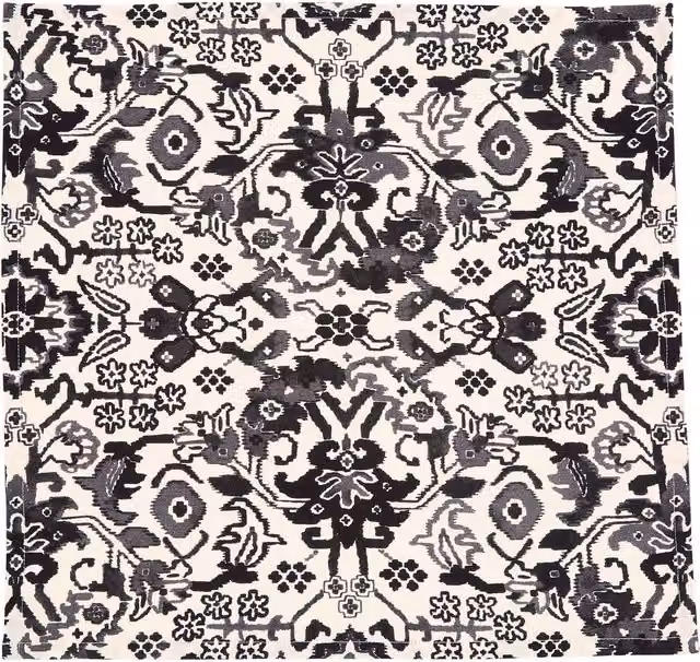 Bedeck of Belfast Saja Cotton Napkins, Grey Floral and Ethnic Design, W/D: 40 x 40 cm
