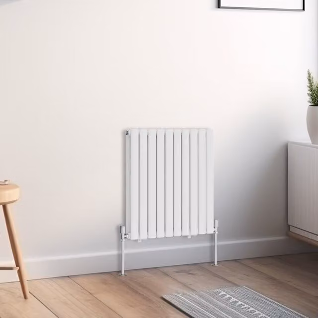 Right Radiators Oval Double Panel Horizontal Radiator in White, W/D/H: 59 x 59 x 59 cm