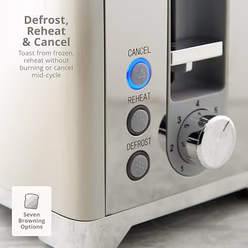 Swan Solace 2 Slice Stainless Steel Toaster, 930W, Beige – 2