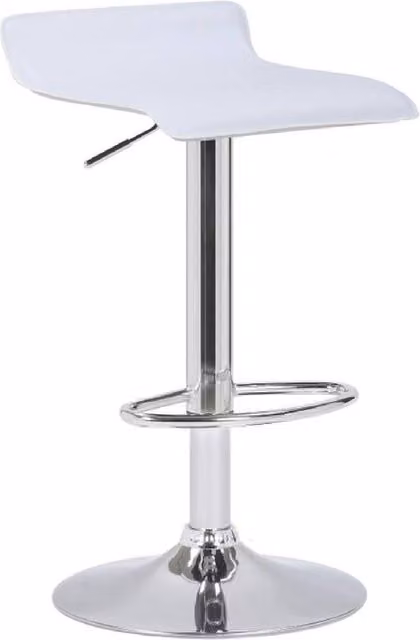 netfurniture Tempy height adjustable breakfast bar stool with white synthetic leather padded seat and metal frame