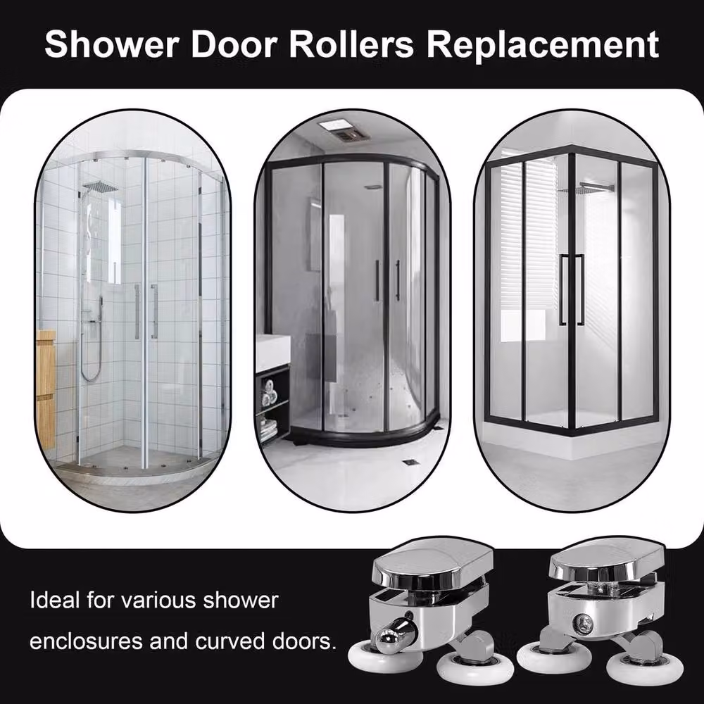 NESTLUNE 8 Pack 23mm Silver Shower Door Rollers for 4-6mm Curved Glass – 3
