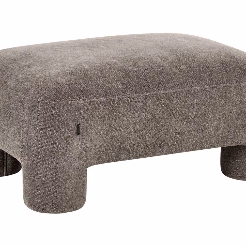 Wyld Haus Brown Fabric Rectangular Ottoman with Retro Cylindrical Legs – 2