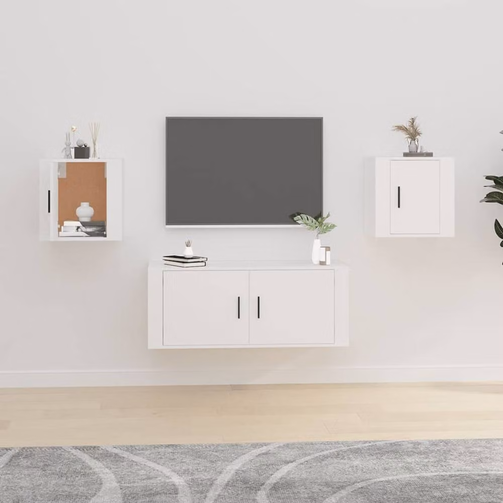 Berkfield Home Wall Mounted TV Cabinets, 2 Piece, White, W: 40 cm, D: 34.5 cm, H: 40 cm – 2