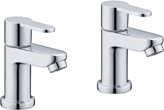 NESTLUNE Twin Hot and Cold Bath Taps in Polished Chrome Silver