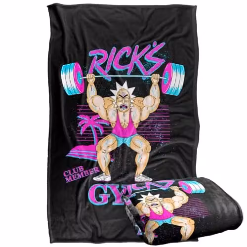LOGOVISION Rick and Morty's Gym Silky Touch Super Soft Fleece Throw Blanket, Multicolour, W: 91.44 cm, L: 91.44 cm