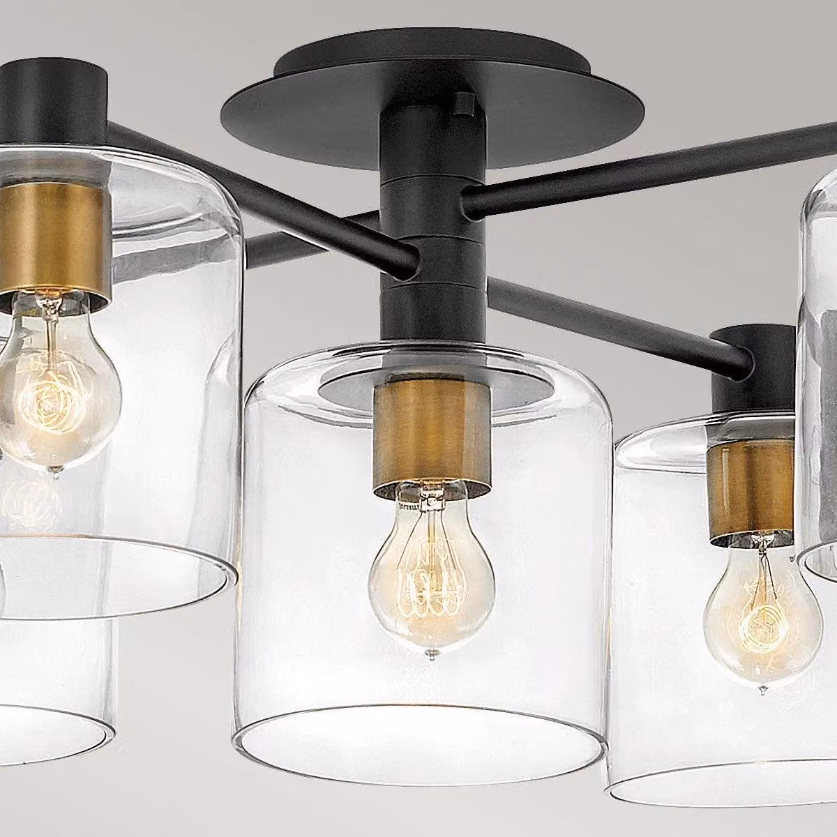 Hinkley Axel Multi Arm Semi Flush Ceiling Lamp by Netlighting in Black and Heritage Brass – 2