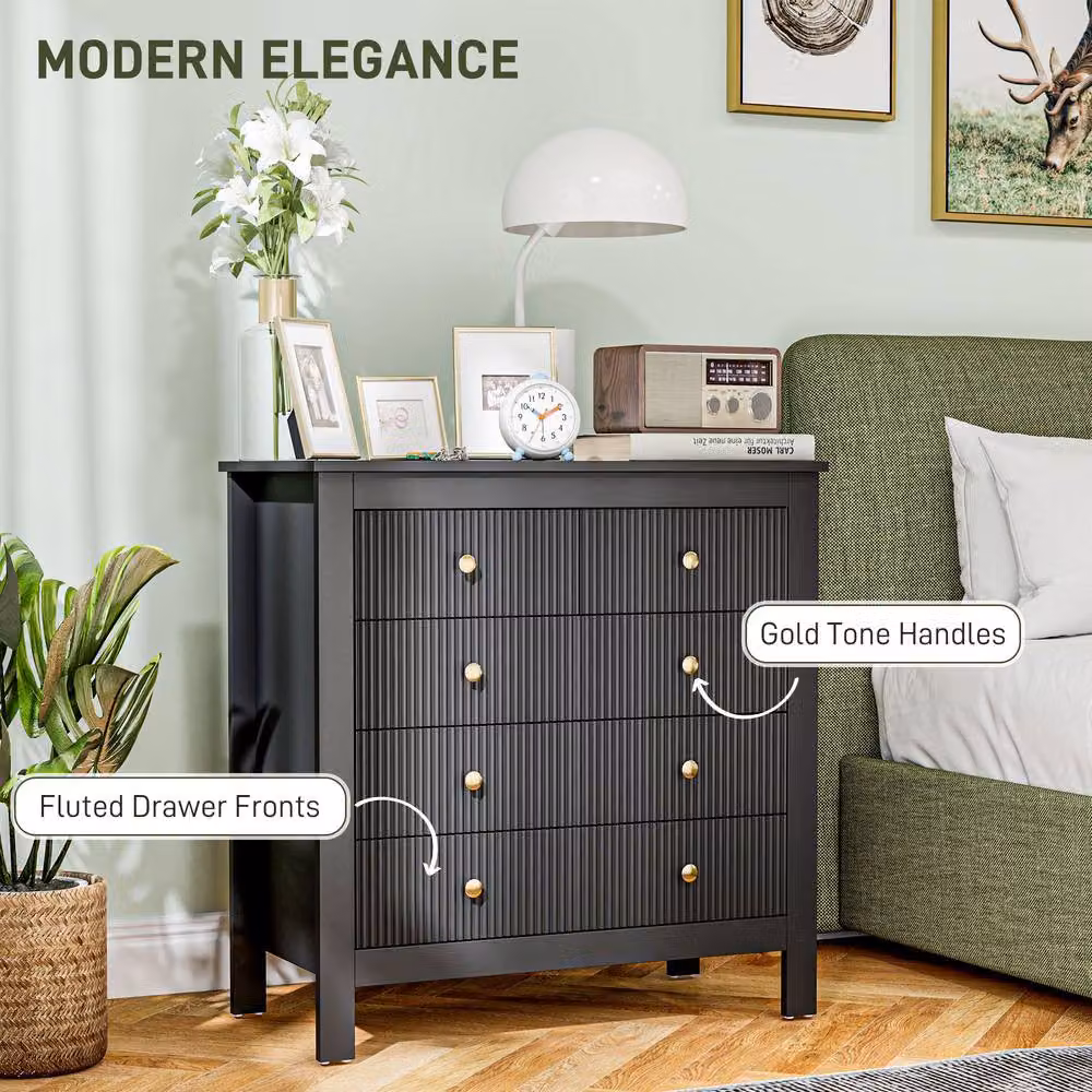 ERGOVEXA Elegant Chest of Five Drawers in Black and Gold – 5