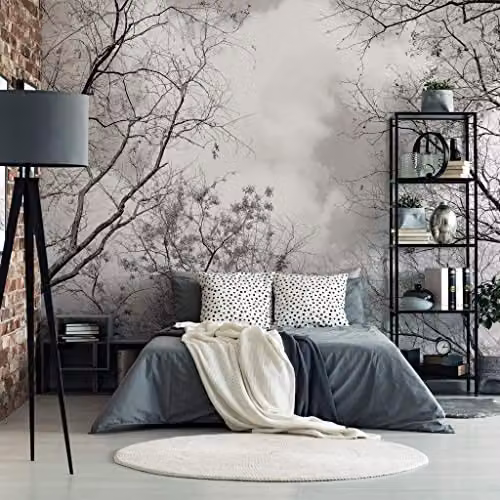 Wizard+Genius Tree Tops Photo Wallpaper in White and Grey, W: 366 cm, H: 254 cm
