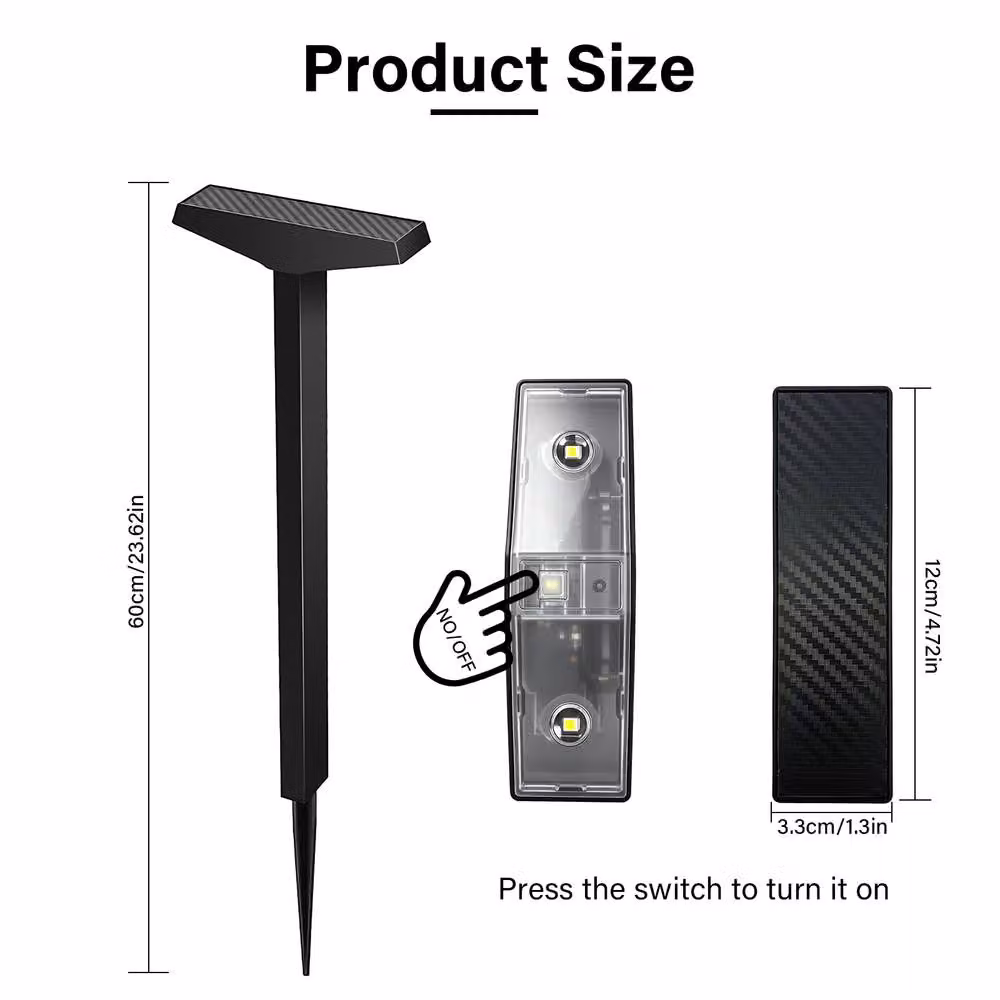 INMTFEI 2 Pack Solar LED Pathway Lights in Black with Warm White Light and Dusk Sensor – 4
