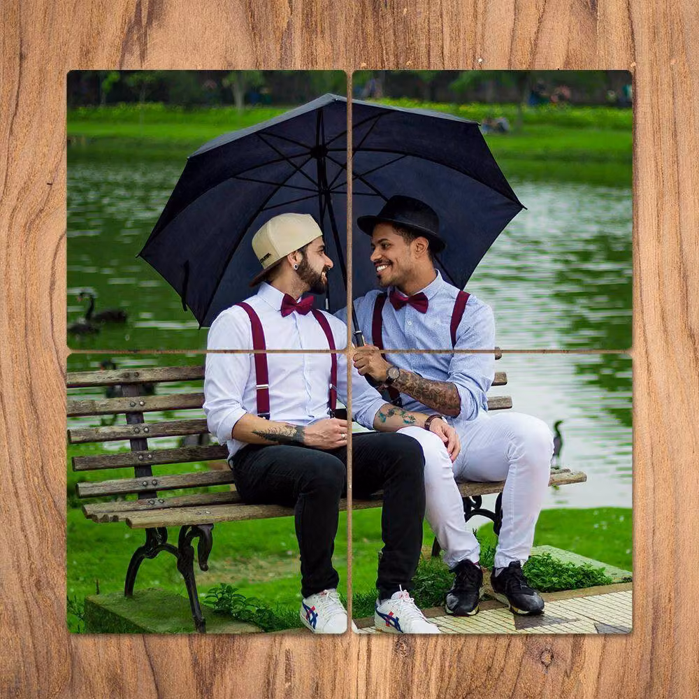 Uniqueful Personalised Photo MDF Coaster Set of 4, Multicolour Square Coasters
