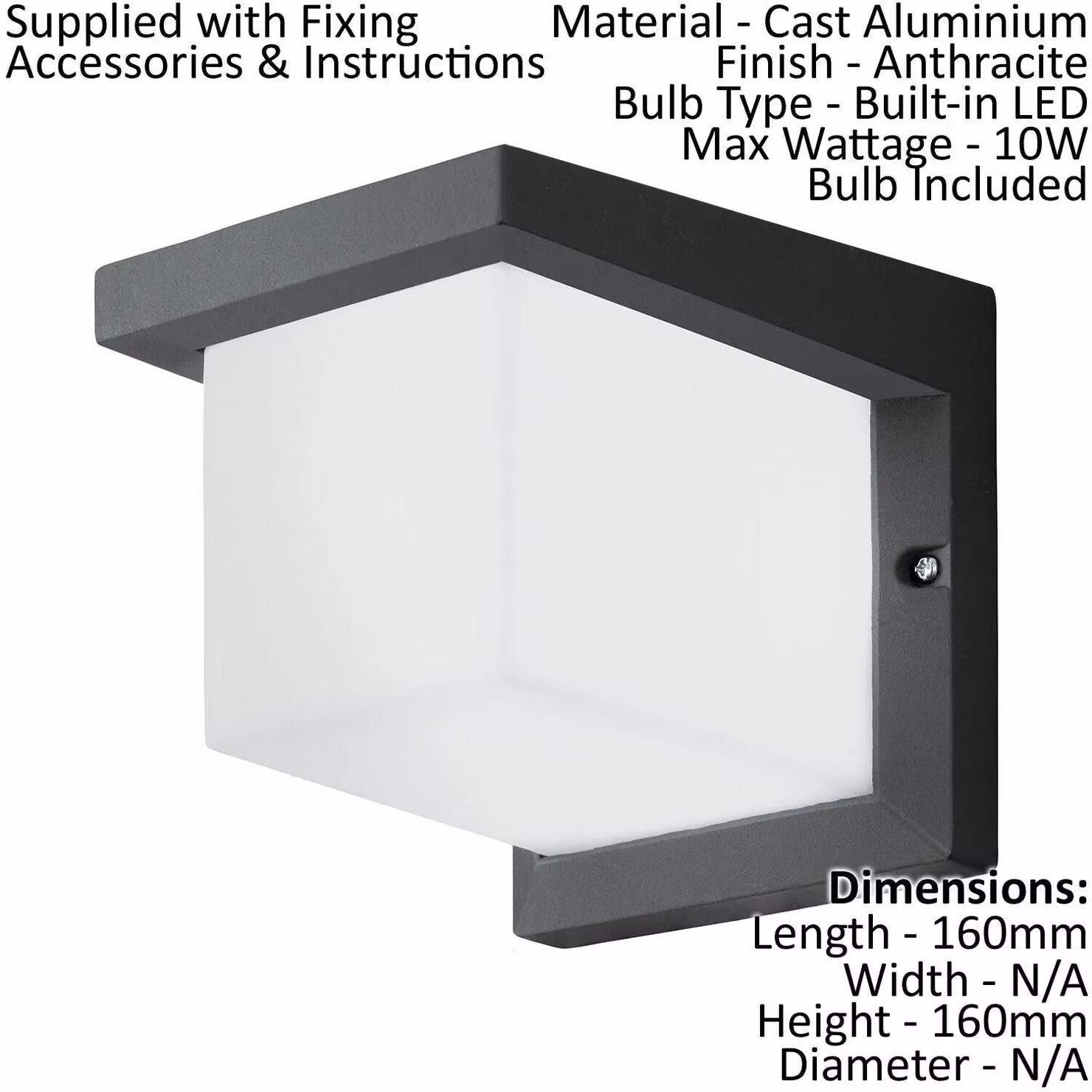 Loops 2 Pack Anthracite Cast Aluminium IP54 Outdoor LED Wall Lanterns – 2