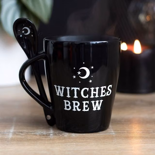Something Different Witches Brew Bone China Mug Set in Black