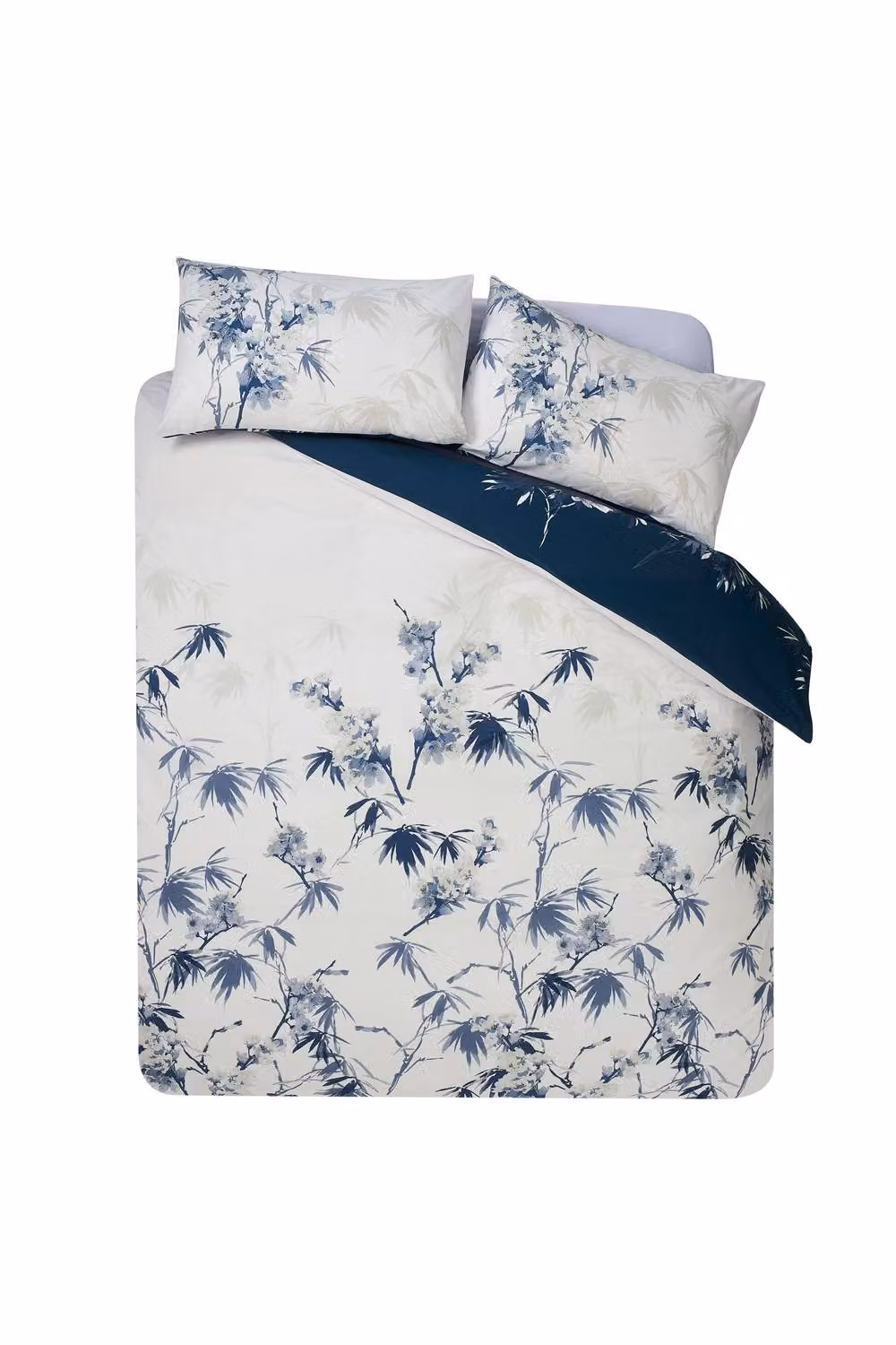 Catherine Lansfield Kyoto Floral Reversible Double Duvet Cover and Pillowcase Set in Blue, W/D/H: 200 x 200 cm and 50 x 75 cm – 6