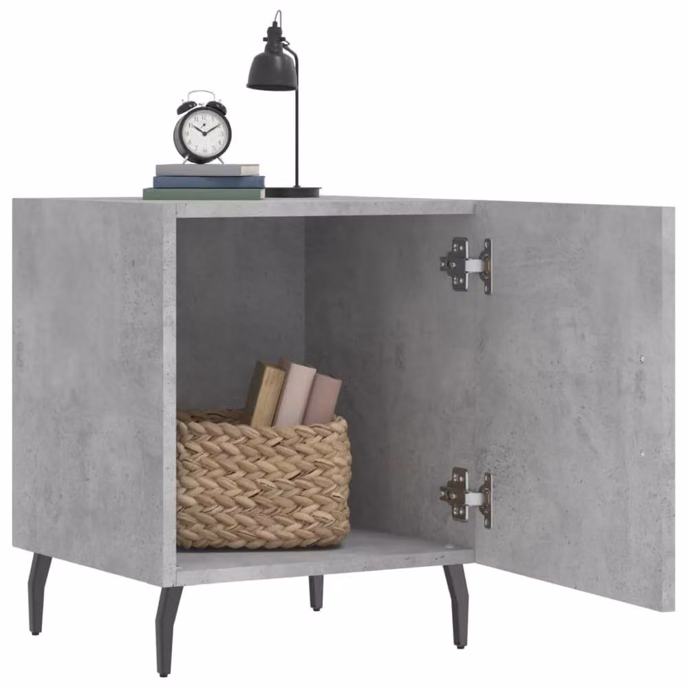 Berkfield Home Set of 2 Modern Bedside Cabinets in Concrete Grey, W/D/H: 40 x 40 x 50 cm – 2