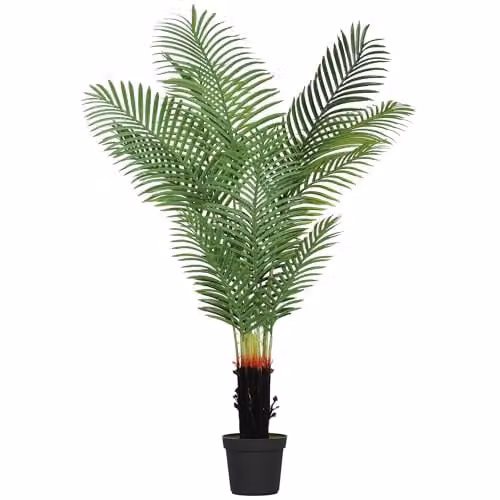 HOMCOM 150 cm Artificial Areca Palm Tree in Green with Plastic Pot