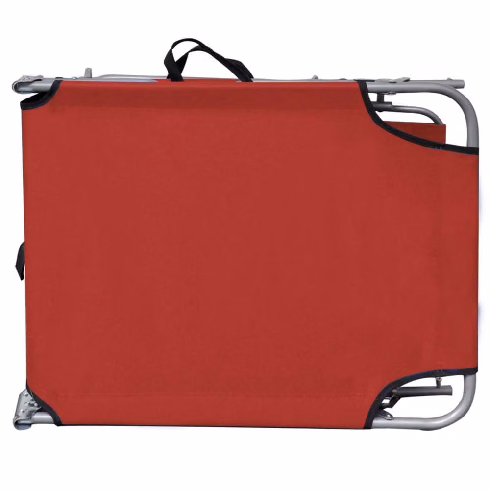 Berkfield Home Red Folding Sun Lounger with Canopy and Powder Coated Aluminium Frame – 3