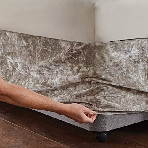 Catherine Lansfield Crushed Velvet Double Divan Base Wrap in Natural – 2