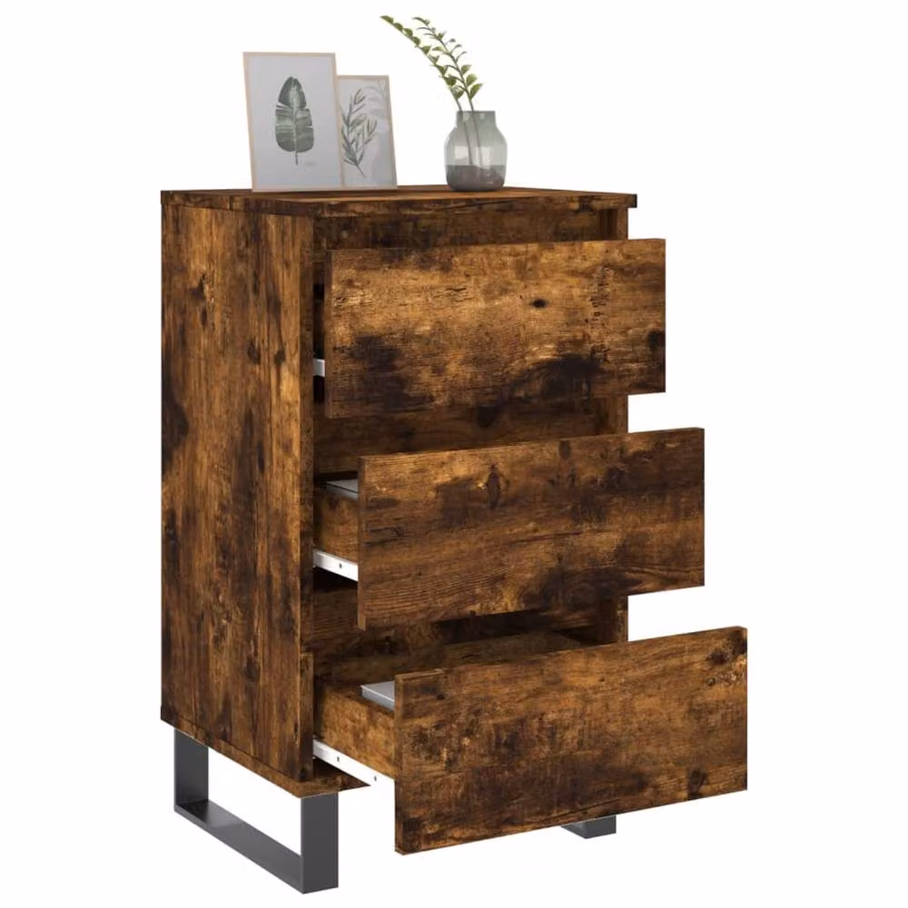 Berkfield Home Elegant Bedside Cabinets, 2 Piece Set in Smoked Oak Brown, W/D/H: 40 x 35 x 69 cm – 4