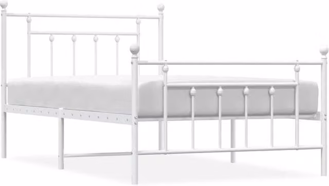 Berkfield Home Metal Bed Frame with Headboard and Footboard in White, W/D/H: 100 x 200 cm – 1