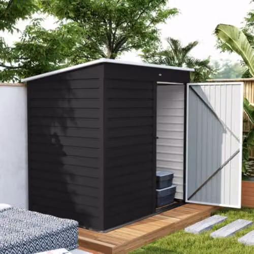 Outsunny Modern Pent Metal Garden Shed in Grey with Lockable Door – 6