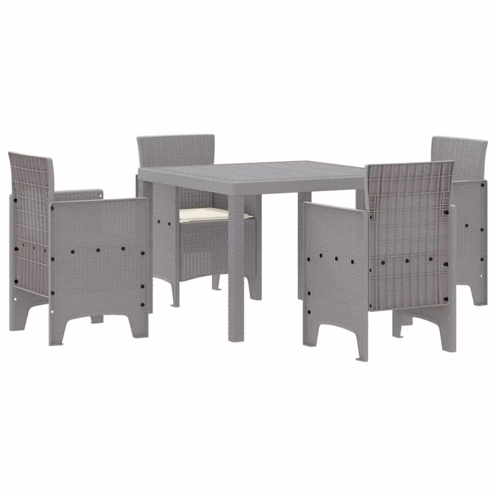 Berkfield Home 5 Piece Garden Dining Set with Light Grey Cushions and Poly Rattan – 2