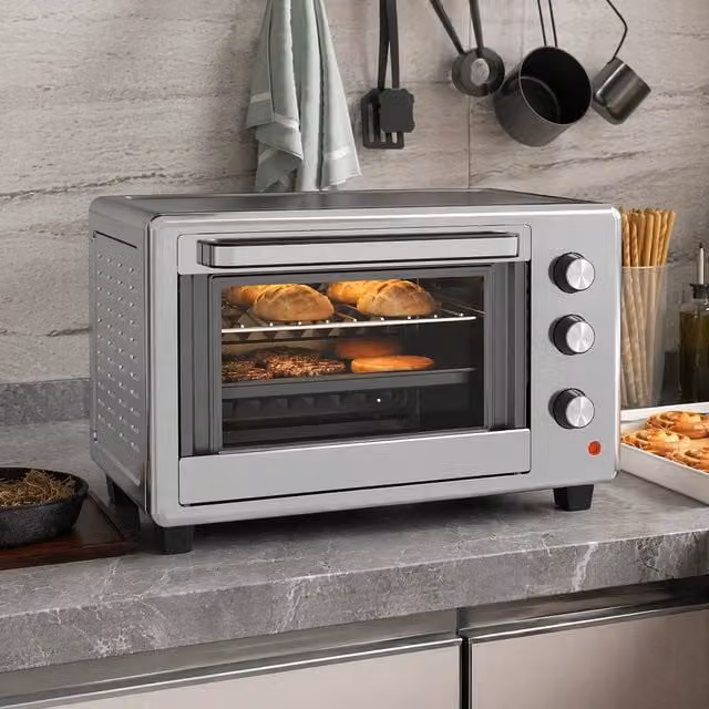 STILVORA 30L Mini Oven with Grill and Timer in Silver – 1