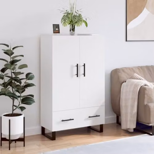 vidaXL Modern White Highboard with Hinged Doors and Internal Shelves, W/D/H: 69.5 x 31 x 115 cm – 2