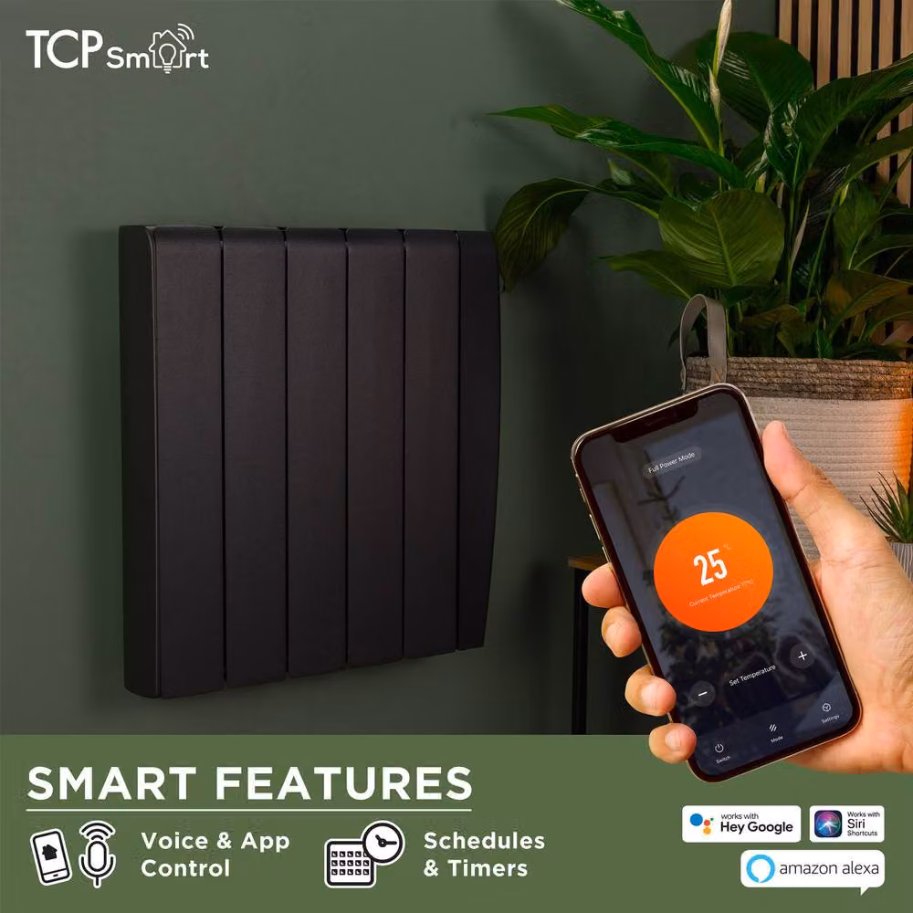 TCP Smart 700W Black Ceramic Panel Electric Radiator with WiFi and App Control – 2