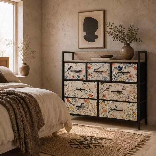 Wyld Haus Tonona 7 Drawer White Fabric Chest