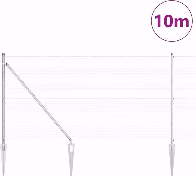 Berkfield Home Modern Rectangular Fence Post Set of 2, Galvanised Steel, Silver, H: 1 m, W: 10 cm – 1