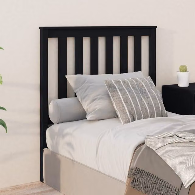 Berkfield Home Rustic Black Solid Pine Wood Bed Headboard W/D/H: 96 x 6 x 101 cm – 1