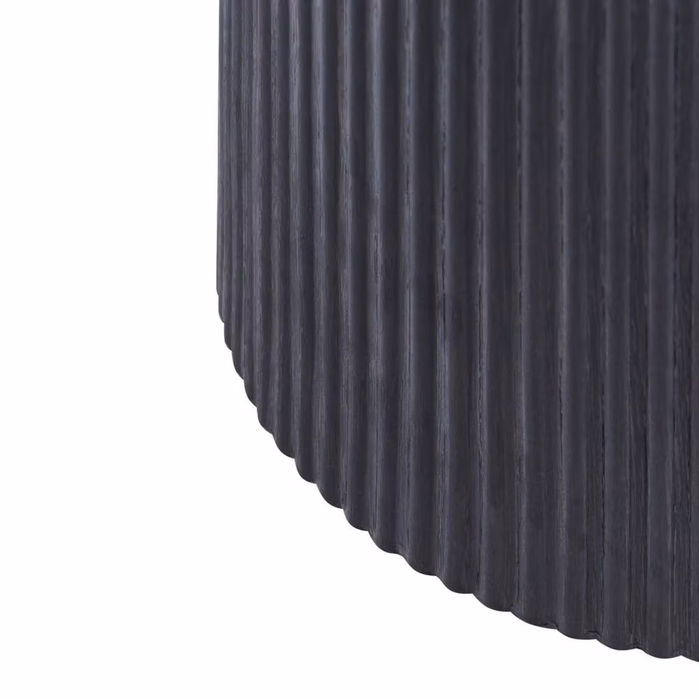 Wyld and Coco Round Side Table with White Marble Pattern Ceramic Top and Black Ribbed Base, Diameter: 45 cm – 4