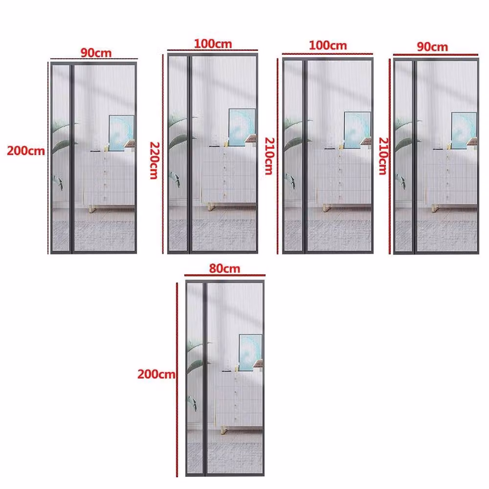 Kelvenix Magnetic Mesh Curtain Door in Grey, W: 100 cm, H: 220 cm – 2